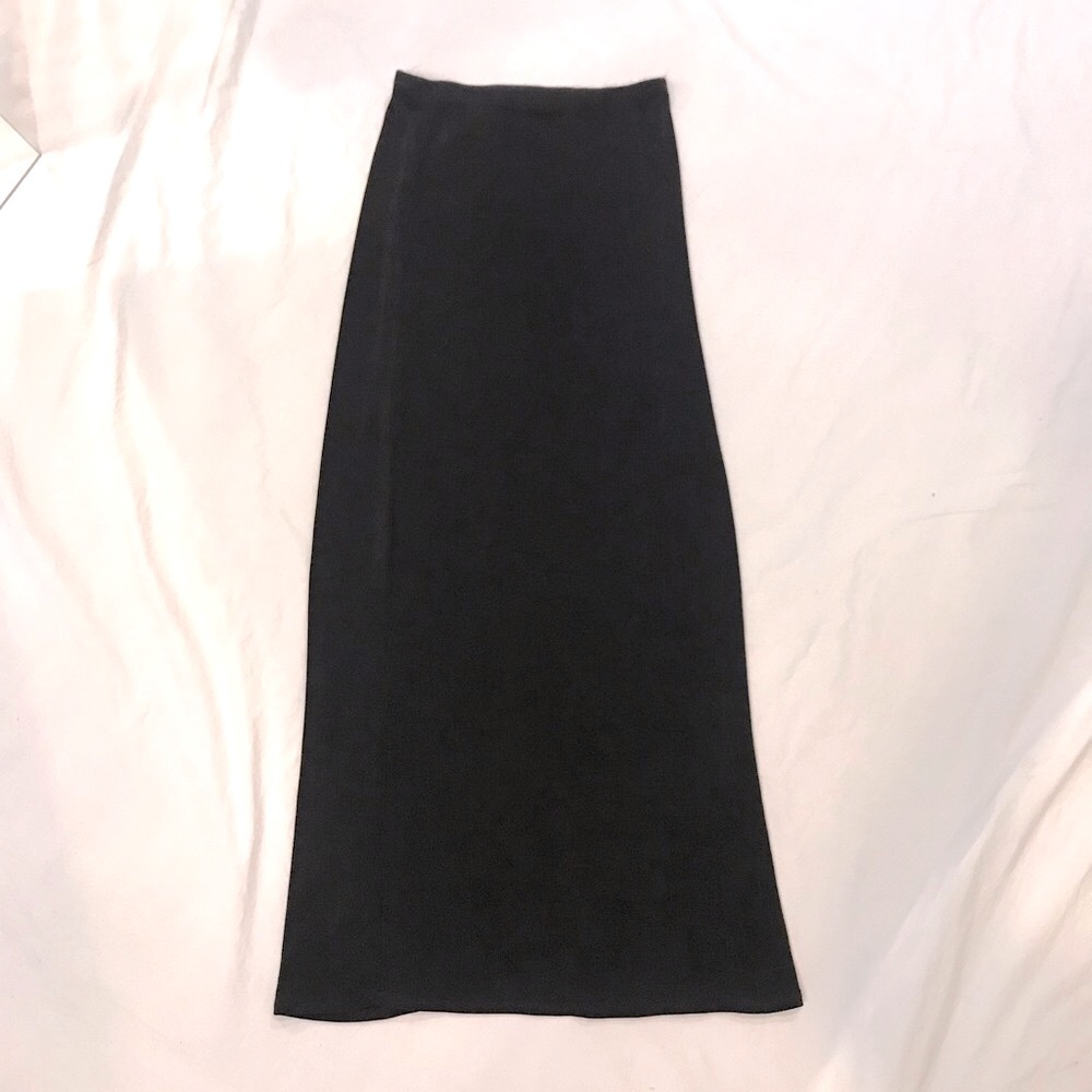 High Waisted Long Black Skirt